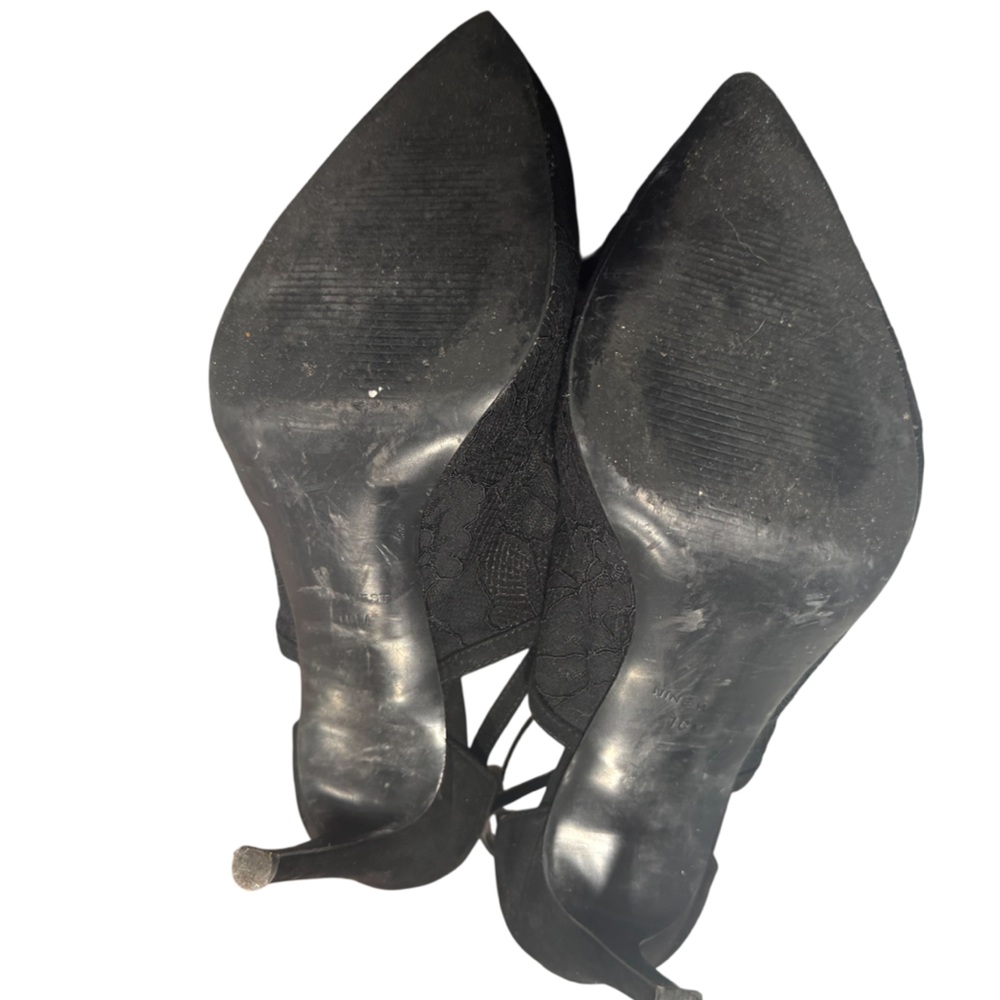NINE WEST Sexy Lace Overlay Black Strap Pumps Heels 10 - Picture 14 of 17